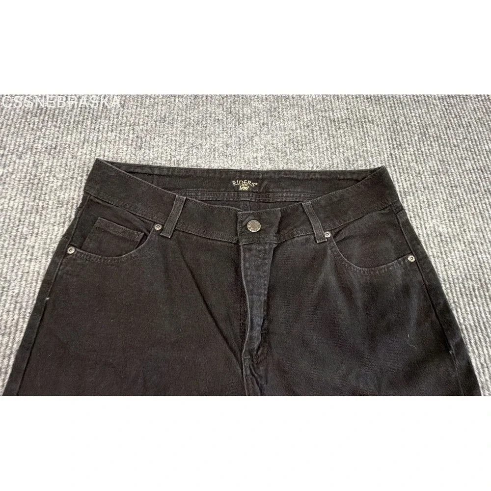 Riders Lee Dark Jeans Womens Black High Rise Straight Stretch Denim - Size 16P